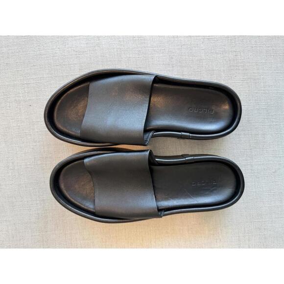 Pilcro Shoes - Pilcro Platform Slide Sandals Black Leather Anthropologie Size 40